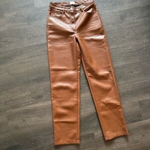 Brand New ARITZIA brown leather pants size 4 BRAND NEW
